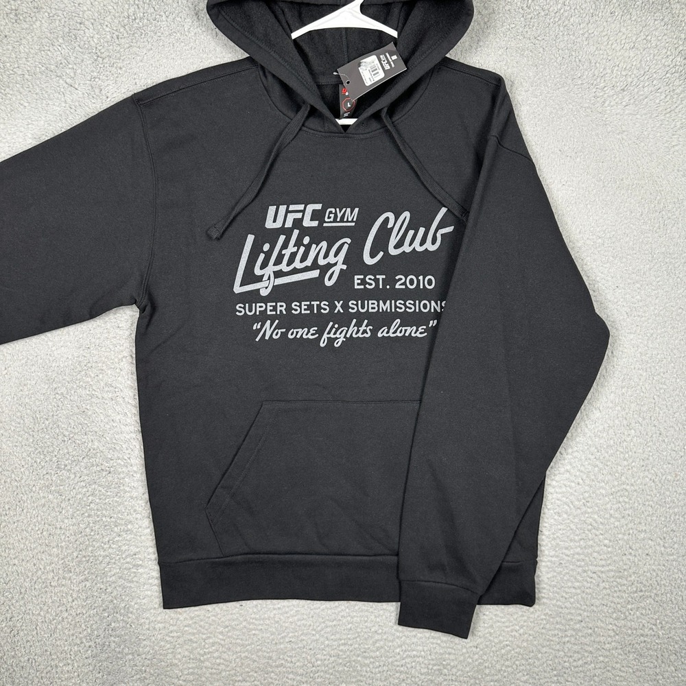NEW UFC Gym Hoodie Mens Large Black Graphic Pullover MMA Training Sweatshirt